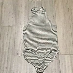 Black/white stripped bodysuit